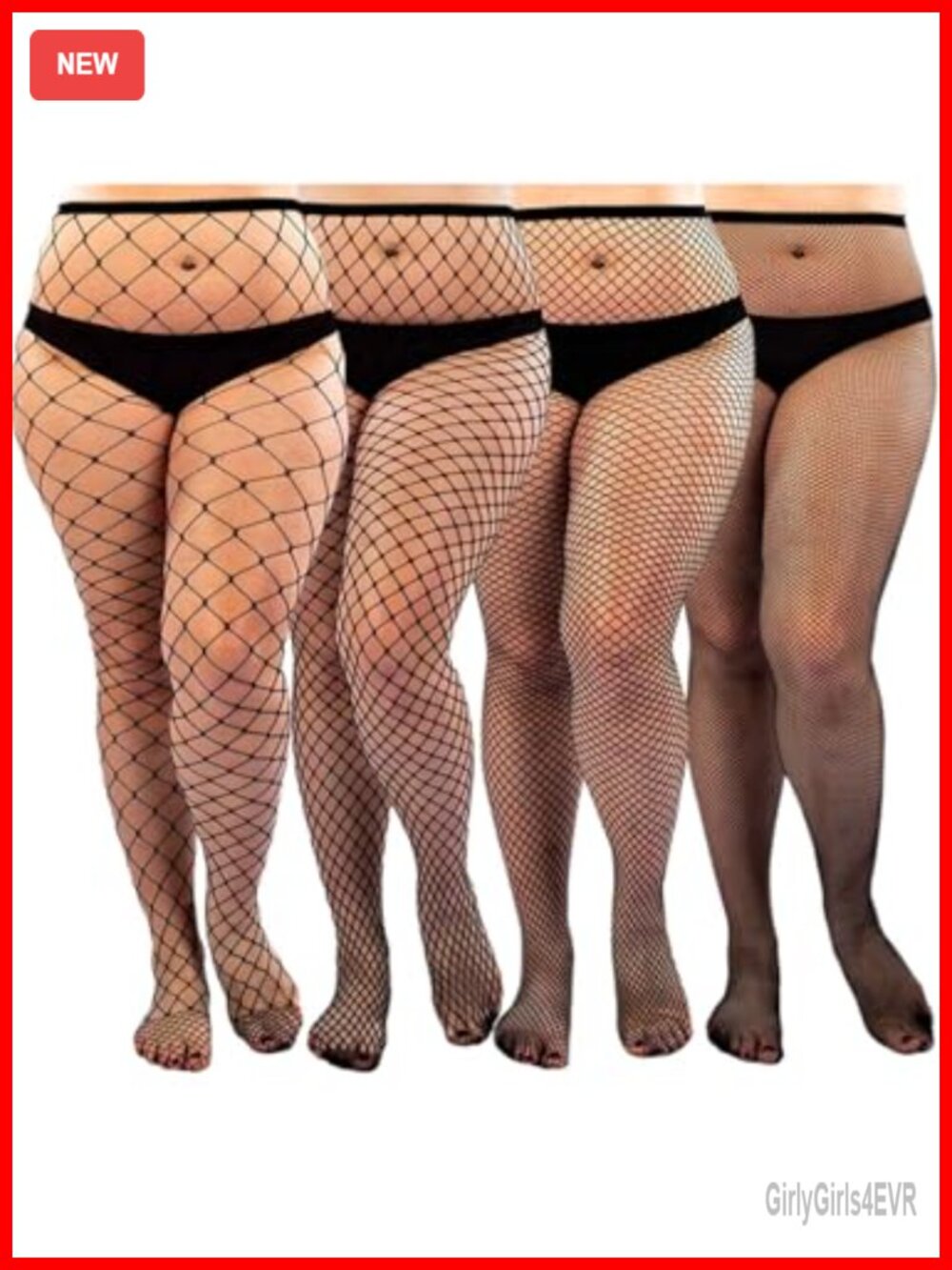 Women's Plus Size Fishnet Tights Stockings High Waist Stretch 4 Pairs